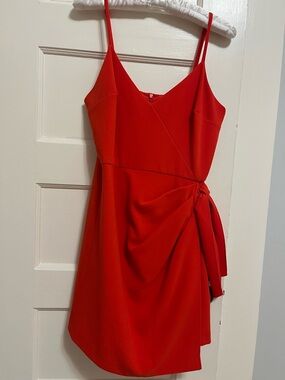 French Connection Red Wrap-Detail Spaghetti Strap Dress